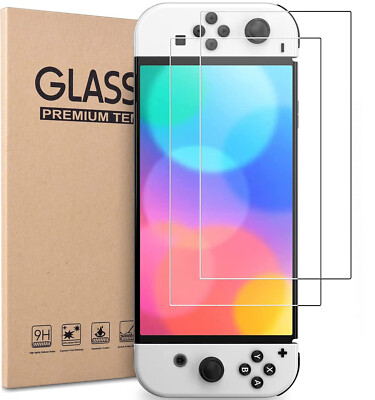 2x 9H Panzerfolie Glas Displayschutz für Nintendo Switch OLED Anti-Kratzer Klar