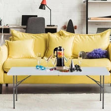 ZUNMOS 8ft/6ft/4ft Portable Folding Patio Table with Handle Waterproof Plastic