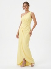 Betsy & Adam Women Yellow One Shoulder Evening Gown Maxi Dress Size 4 Flawed