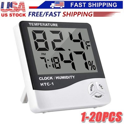 Thermometer Indoor Digital LCD Hygrometer Temperature Humidity Meter Alarm Clock