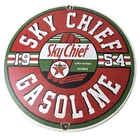 Vintage Texaco Gasoline Sign - Sky Chief Service Gas Pump Porcelain Ad Sign