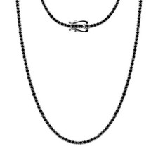 4.50 CT Natural Black Diamond Tennis Necklace 14k White Gold 18"