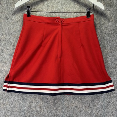 Vibrate varsity cheerleading Skirt girls 9-14 red White and navy blue braiding