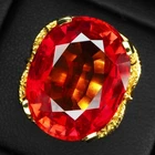Vivid Red Rubellite Tourmaline 19.50Ct 925 Sterling Silver 24K Gold Plated Rings