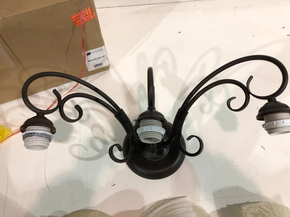 Golden Lighting Homestead Collection 3-Light Rubbed Bronze Bath Vanity Light - Image 2 of 3