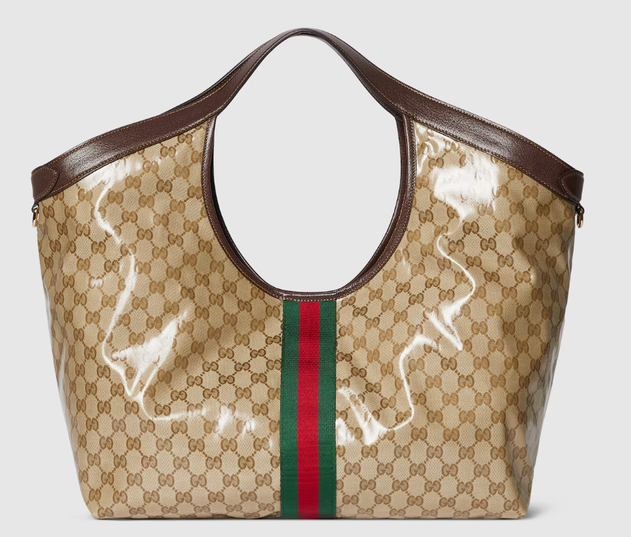 NEW GUCCI Giglio Sand & Brown GG Fabric Large Tote Bag 853971