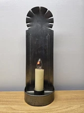 13.5" Tall Metal Antique Reproduction Sconce Electric With Flickering Flame Bulb