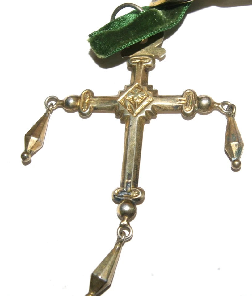 Rare et ancien pendentif CROIX DE SAVOIE en vermeil avec son coulant coeur - Photo 4/4