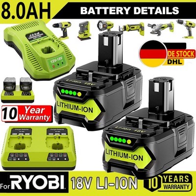 4/2X 8000MAH AKKU Für Ryobi Akku 18V Lithium One Plus RB18L50 P108 RB18L40 2026