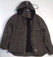 Berne 2XL Mens Contractor Coat Zipper Hood Brown