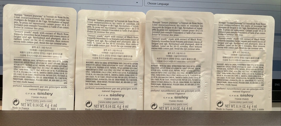 4 x Mascarilla Crema Rosa Negra Sisley Paris Suavizante Juvenil Instantáneo 0.13oz x 4 PAQUETES Foto 4 de 4