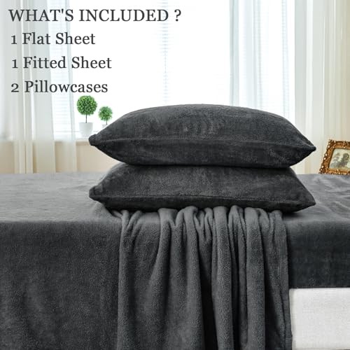 Faux Fur King Size Sheets Set, Luxury Soft Fleece Bed Sheets, Fluffy Plush - Picture 7 of 7