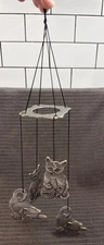 Pewter Playful Cat 4 Wind Chimes 1996 by Carson Yarn Balls 16” Long