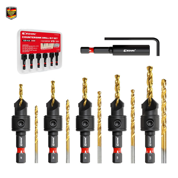 Ezarc Holzbohrer Set 12Tlg Senker Bohrer Mit Magnetischer VerläNgerung-image