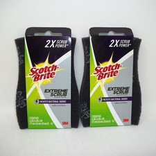 Two 2 Count Pack Scotch-Brite 2X Power Extreme Scrub Scour Pads 4 Pads Total 3M