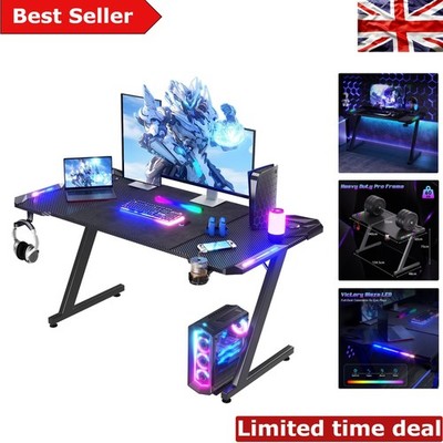 Moderner RGB Gaming Tisch 140x60cm mit Stereo Kopfhörerhaken & einfacher Montage