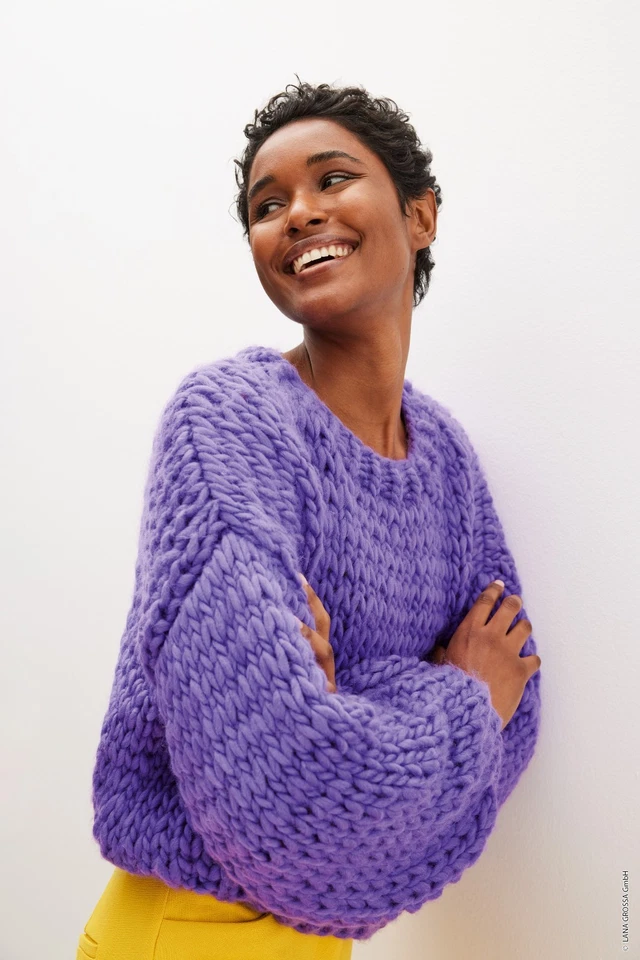 100g Lana Grossa Confetti uni Merino Dochtgarn dicke Wolle Stricken (99,50€/kg) - Bild 3 von 4