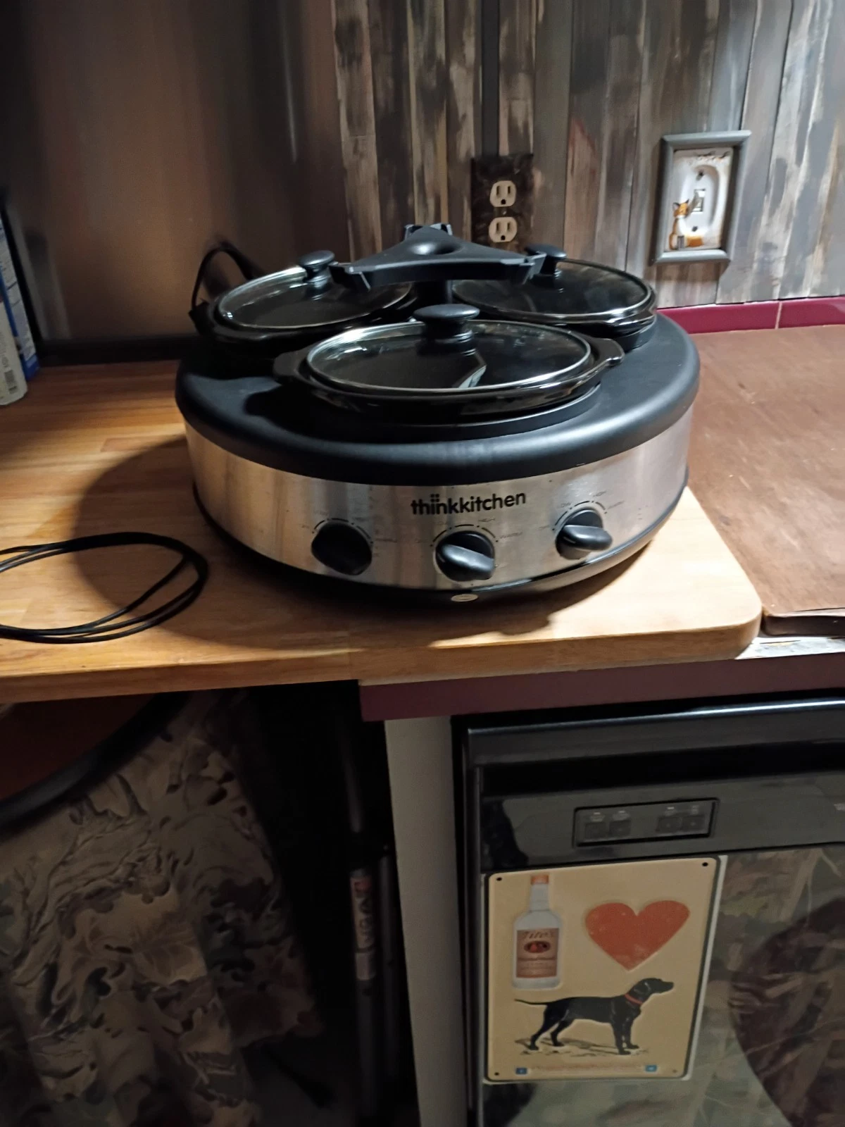 Think Kitchen Triple Slow Cooker Stainless Steel 3-6cup Crock Pots,