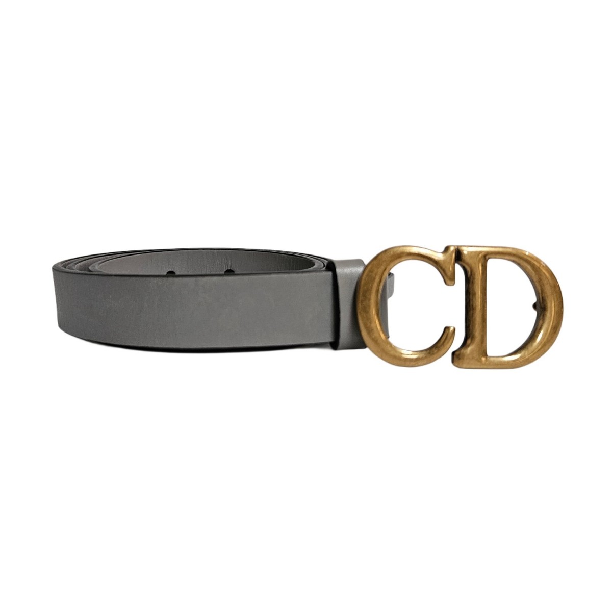EUR90 ベルド　シルバーcdlogo 腰帯　DIOR 素晴らしい　グレー Christian Dior Grey Leather CD Logo Buckle Belt | eBay