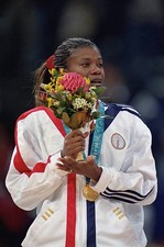 Sheryl Swoopes USA is overcome with emotion as she stands at the m- Old Photo