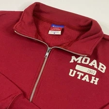 Moab Utah Sweatshirt Mens Medium Champion Zip Up Mock Neck Travel Souvenir