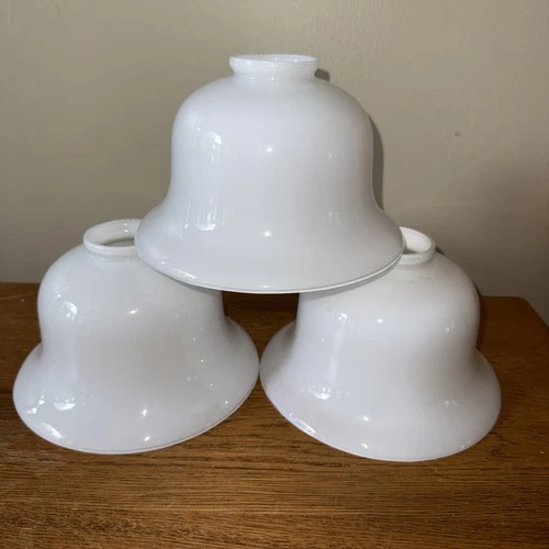 Vtg Milk Glass Bell Shape Lamp Shades 3 Pieces  See Pictures