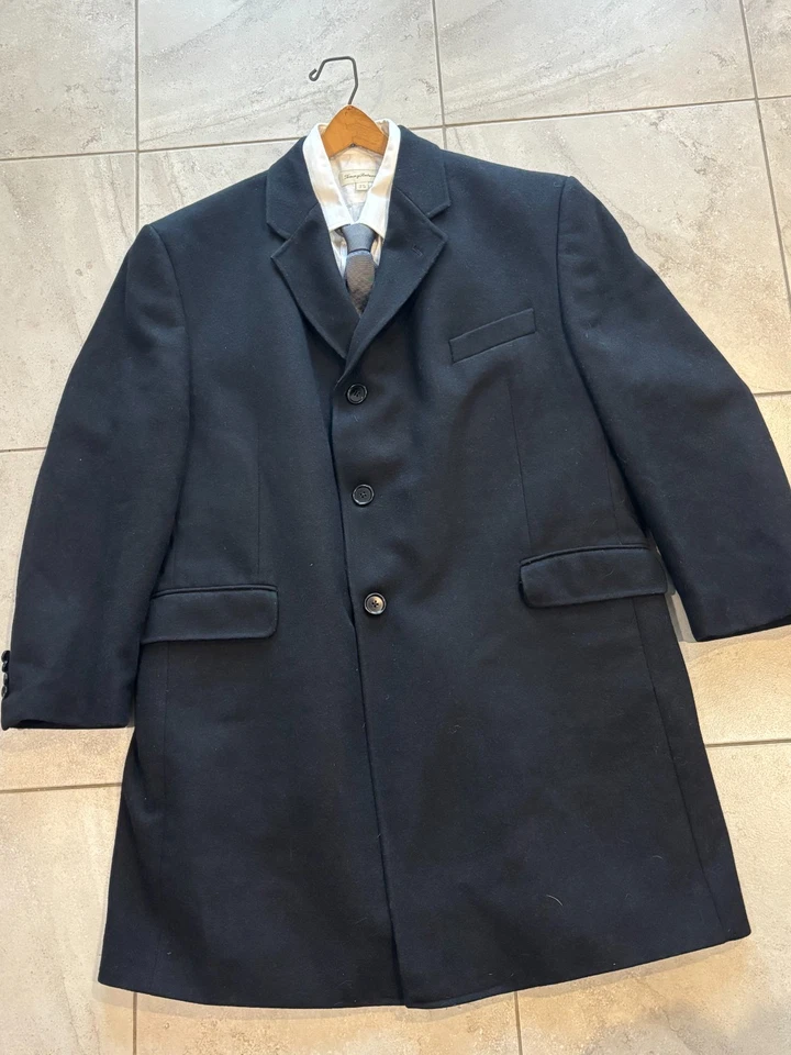 Alexandre of London Black Wool Cashmere Car Trench Overcoat Men's 58 EU, 48R US - Image 2 of 4