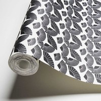 Tapete Karl Lagerfeld FäCher Muster – Metallic, Schwarz, Weiß