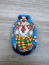 Tin Noise Maker Clown Clicker Checkers Polka Dots Umbrella Vintage USA New