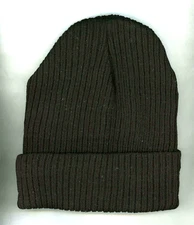 Black Knit Beanie Hat Soft Fluffy Lining Lg Child or Sm Adult Unisex Extra Warm