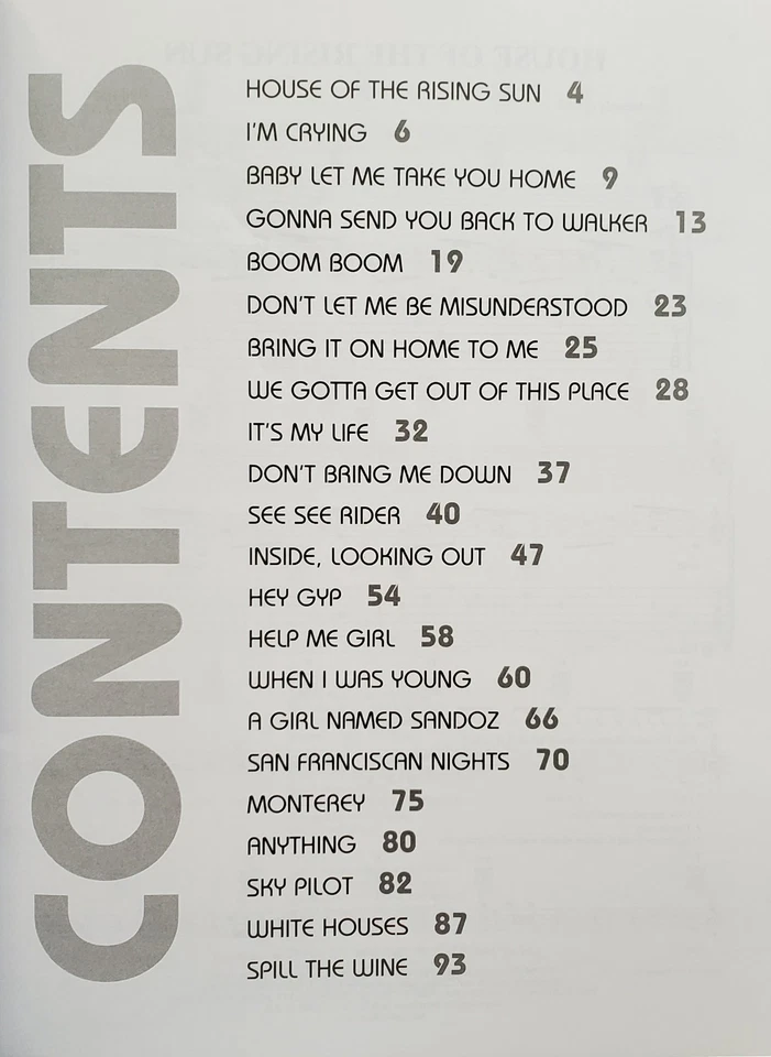 The Animals Retrospective Guitar Tab Piano Sheet Music Song Book - Bild 2 von 4