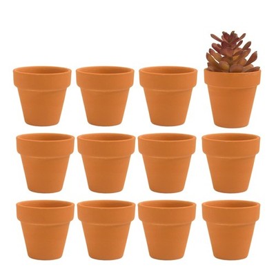 Fcacti 12 PCS Small Mini Clay Pots with Drainage Holes for Small, Terracotta 
