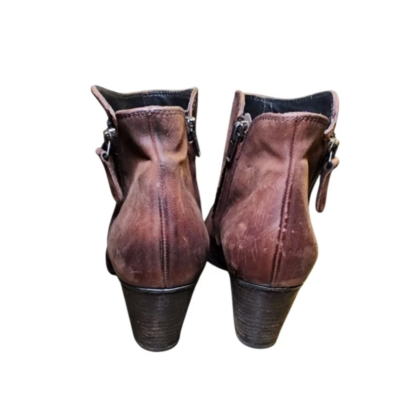 Paul Green Brown Distressed Western Zipper Ankle Boots Size 6 US 8 - Imagem 4 de 4
