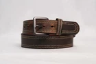 Double Stitch Brown Leather Belt - Crazy Horse