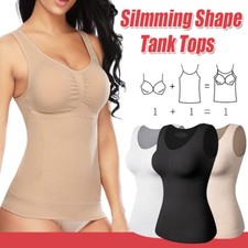 Women  s Cami Vest with Built in Bra Tummy Control Camisole Shapewear Tank Tops