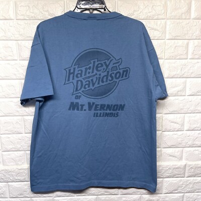 Vintage 1995 Harley Davidson Illinois Single Stitch Henley T-Shirt