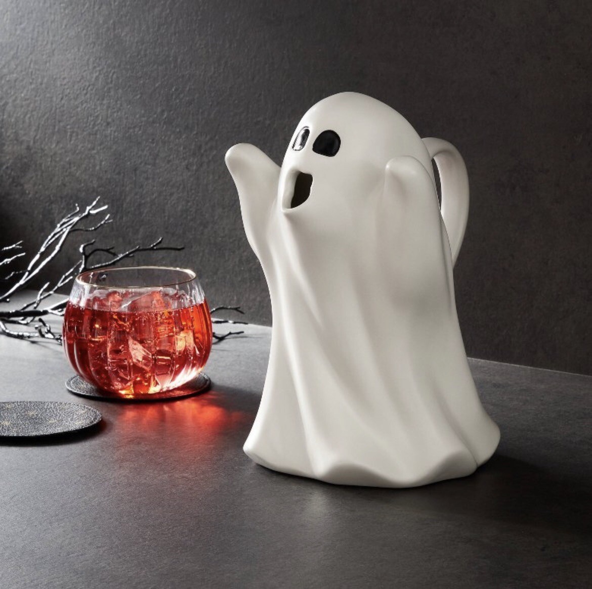食器 YUKO Threshold Halloween Ghost Stoneware Pitcher Beverage Server