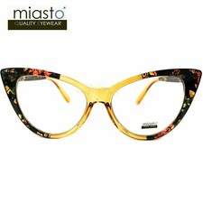  2 PAIRS/ 2 COLORS MIASTO BIG "CAT EYE" LARGE READING GLASSES 1.25 BROWN  GOLD