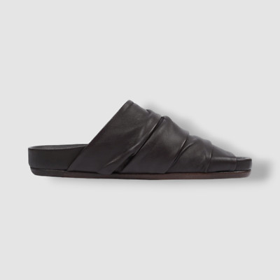 Rick Owens Women's Black Granola Draped Lambskin Slide Sandal Shoes Size 36