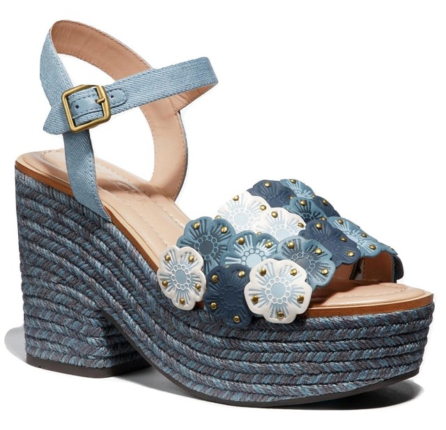 coach platform sandals blue