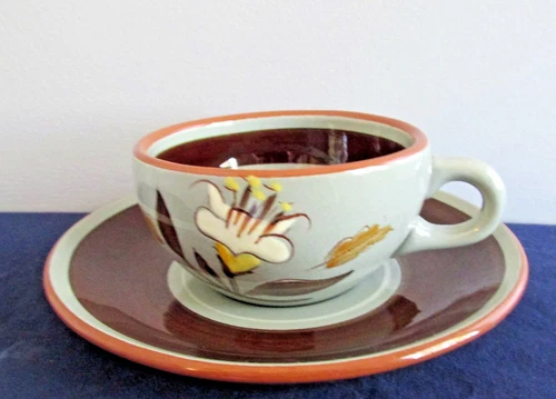 pattern Golden Harvest by Stangl White Tan Cup & Saucer Set