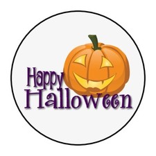 30 Halloween Envelope Seals Labels Stickers 1.5" Round Pumpkin
