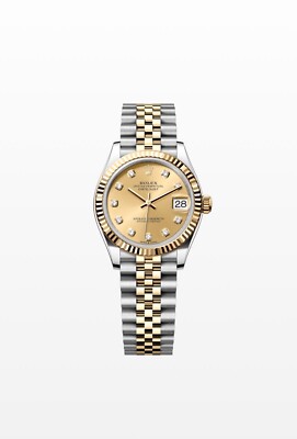 Ladies Steel & Gold Rolex Datejust 2024 31 278273 Factory Champagne Diamond Dial