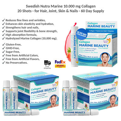 Swedish Nutra Marine Beauty Collagen Shots - for Hair, Skin & Nails 60x25ml