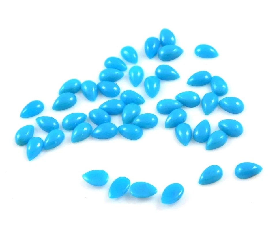 AAA Natural Arizona Turquoise 5x4mm Pear Shape Cabochon Cut Loose Gemstone 20 Pc - Image 4 of 4