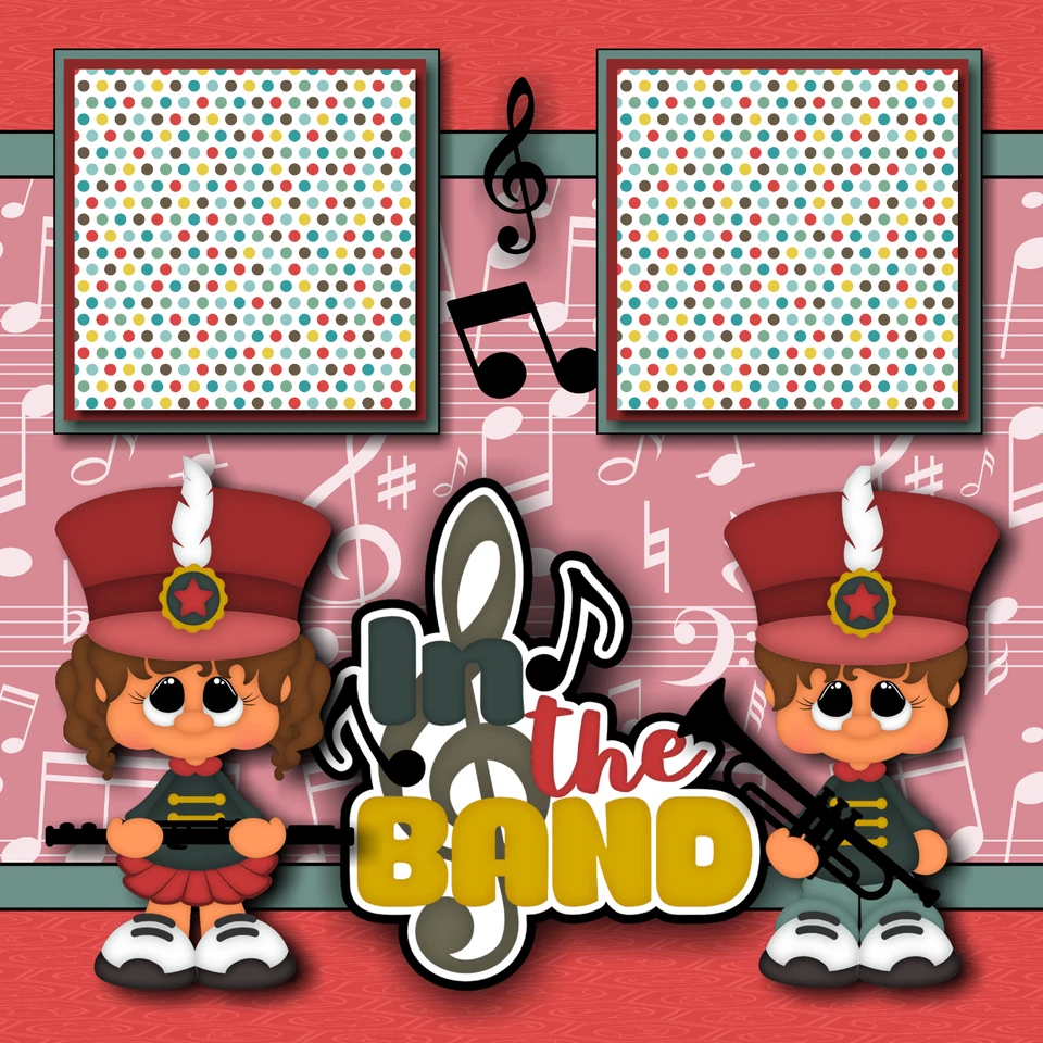 Páginas de álbum de recortes prefabricadas IN THE BAND diseño impreso DBDS Foto 2 de 3