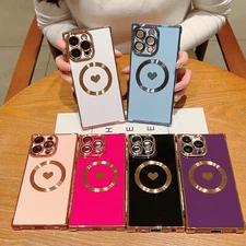 For iPhone 16 Pro Max 15 14 13 Shockproof Electroplated TPU Case Mag Safe Cover