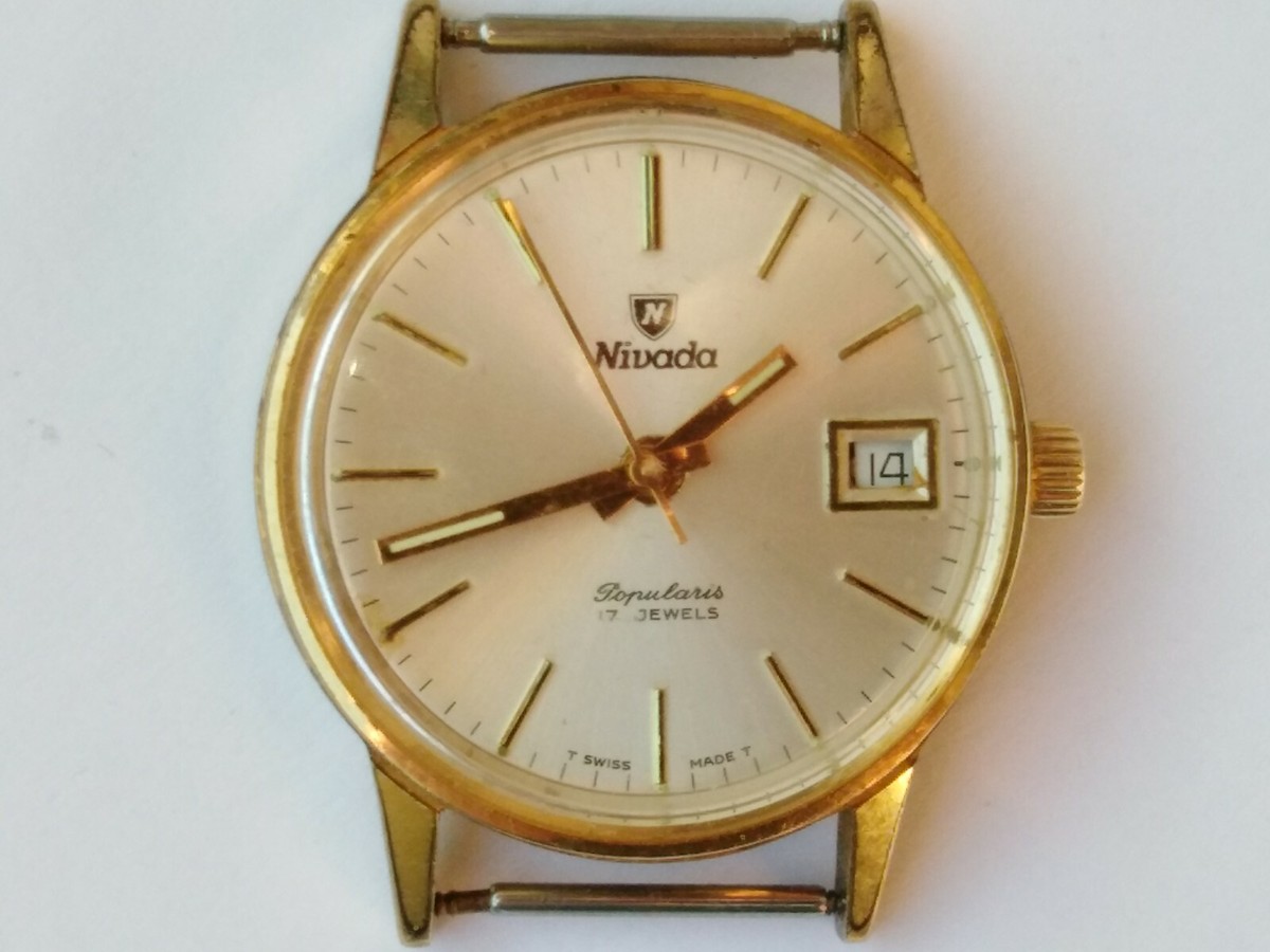 Vintage NIVADA Popularis 17 Jewels Cal 969-4N With Date | eBay