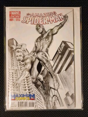 Amazing Spider-Man #1 Vol. 3 2014 Adi Granov sketch Cover Maximum Comics edition