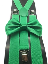 Bright Green Bow Tie & Suspender Set Tuxedo Wedding Formal Men's Accessories New